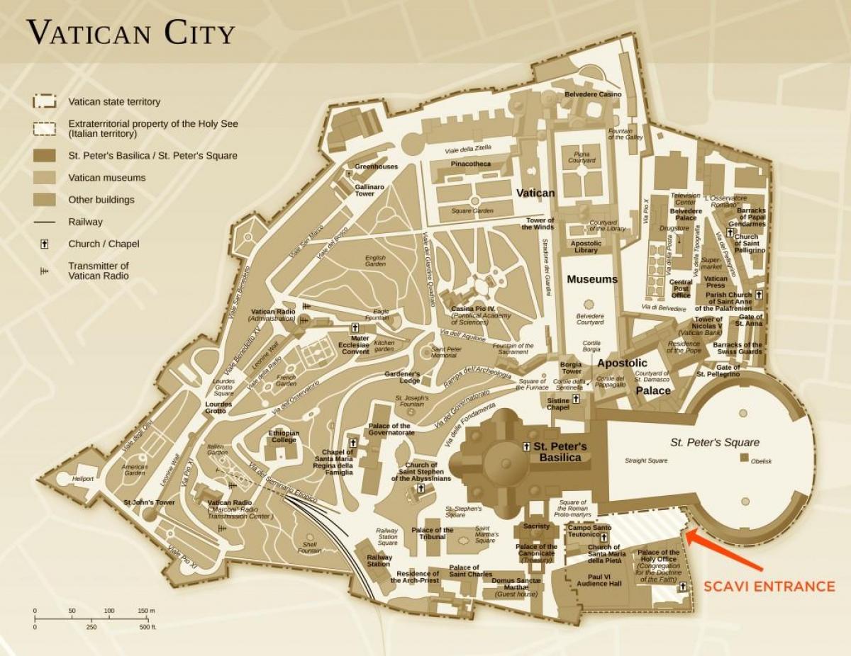Karta över utgrävningar office Vatikanstaten
